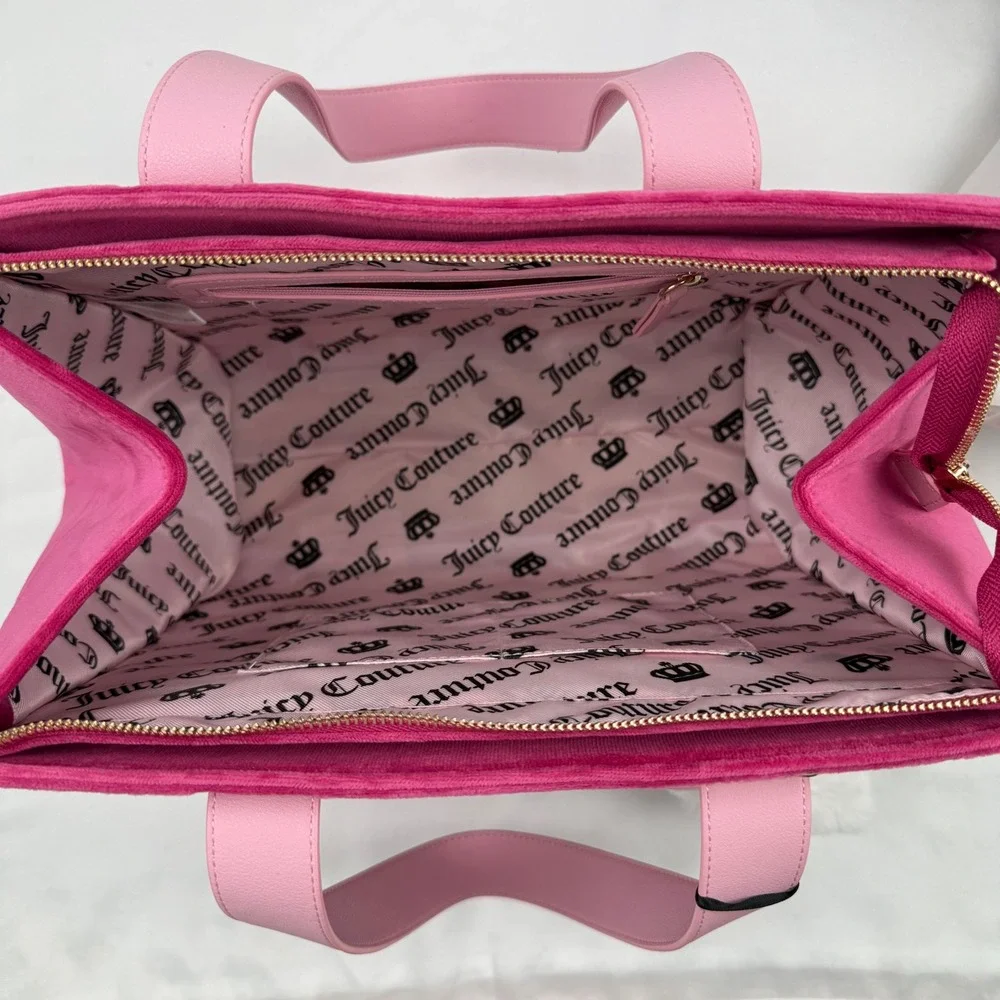Juicy Couture Study In Style Tote Raspberry Tart Velour Bag Queen Pink NWT